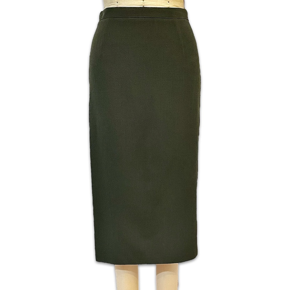 Vintage like new Laundry by Shelli Segal olive Green midi fitted Skirt small